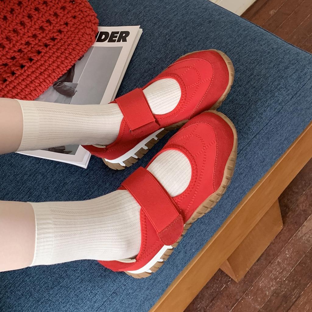 IPPEUM Mary Janes Shoes Round Toe 2025 New Women Flat Shoe Black Red Ballet Sneakers