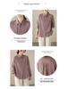 Women's Retro Cotton Linen Long Sleeve Shirt with Lace Detail