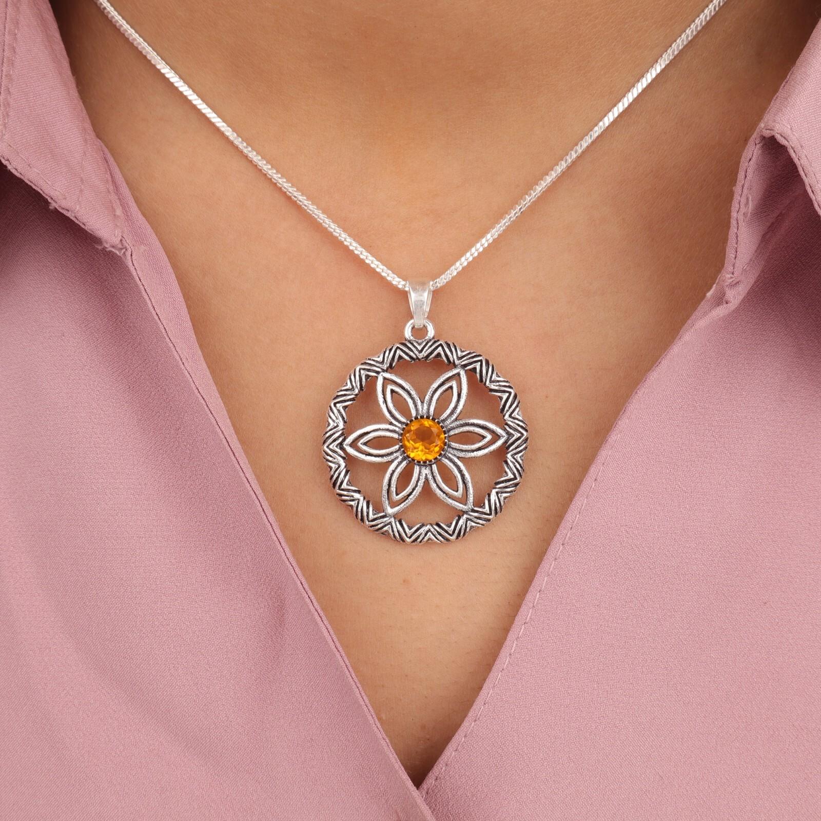 

Natural Citrine Gemstone 925 Sterling Silver Handmade Beautiful Pendant 1.48 CP-29-6