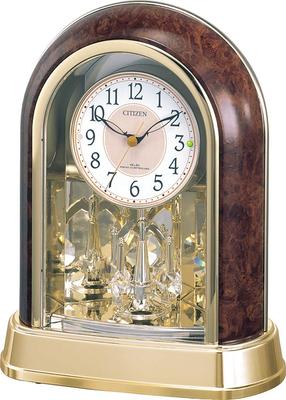 RHYTHM Citizen Analoge Tischuhr mit drehendem Kristall CITIZEN Pal Dream R656 Funkgesteuertes Ornament, Braun, 4RY656-023