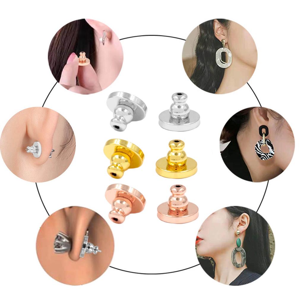 4Pcs Comfortable Earring Stoppers Secure Plugging Blocked Ear Backings Jewelry Replacement Locking Earnail Plugs