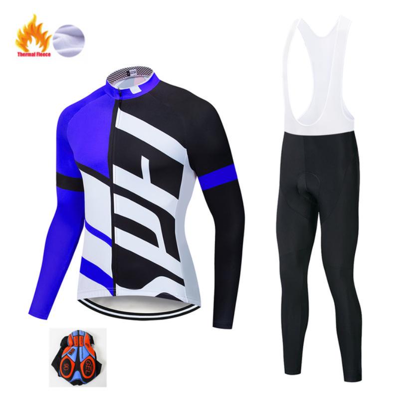 Unisex Fleece Lined Cycling Suit: Warm Long Sleeve Set for Autumn/Winter