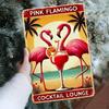 Metal Wall Art Retro Pink Flamingo Tin Sign for Bar Home Decor Metal Poster Vintage Flamingo Tin Sign for Bar Wall Decor