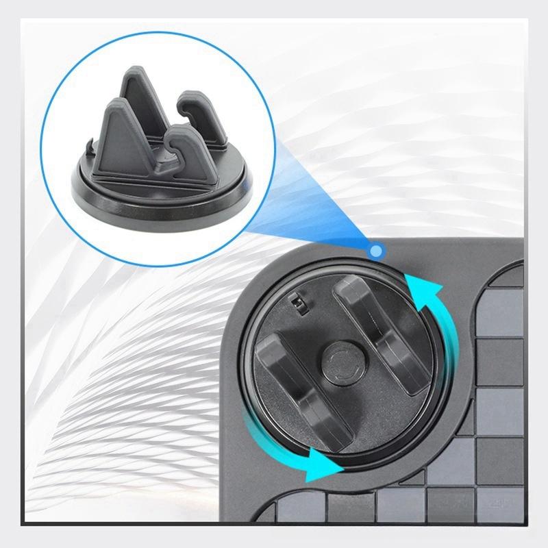 2 in 1 Dashboard Anti Slip Mat with Phone Mount 360-Degree Rotation Car Phone Holder PVC Non-Slip Key Storage Mat for Car