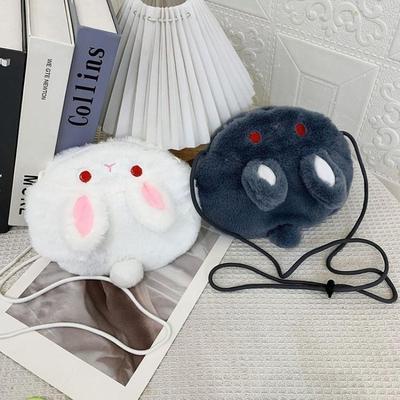 Kawaii Cartoon Plush Rabbit Messenger Bags Kids Animals Crossbody Bag Girls Casual Cute Purse Bag Coin Purse Wallets Handbag