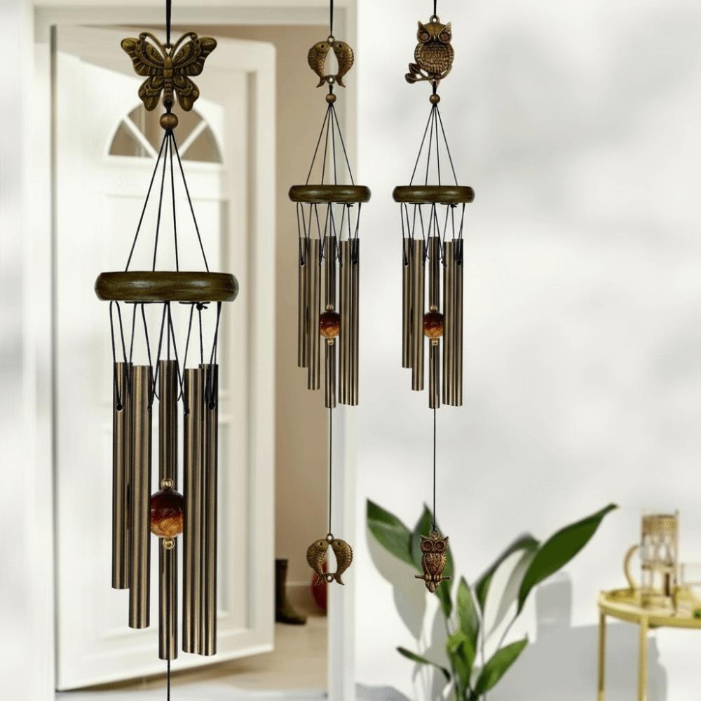 Rustic Style Outdoor Wind Chimes Butterfly Design Double Fishes Windchime  Lawn Garden