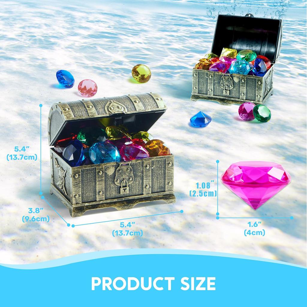 Kinder Tauch Edelstein Spielzeug Piraten Schatzkiste Bunte Diamanten Unterwasser Schwimmtraining Wasserspielzeug