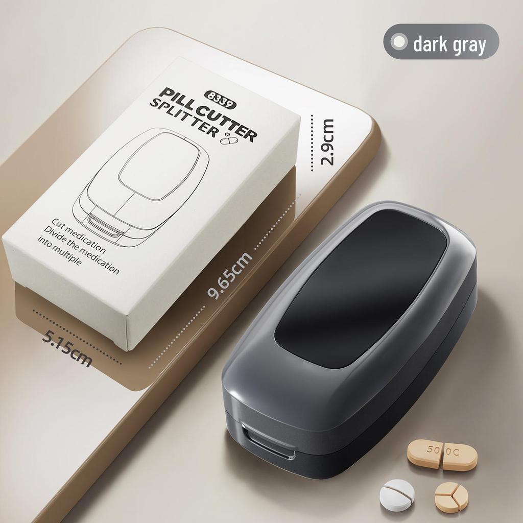 Multi-functional Pill Cutter & Divider with Storage – Portable 2, 3, & 4-Way Pill Dispenser Box Gadget