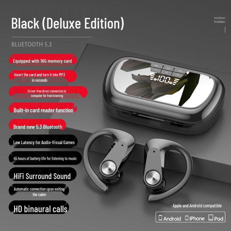 All-in-One Over-Ear Bluetooth Headphones with MP3 Player & Card Slot for Sport, Compatible with Apple & Android Devices