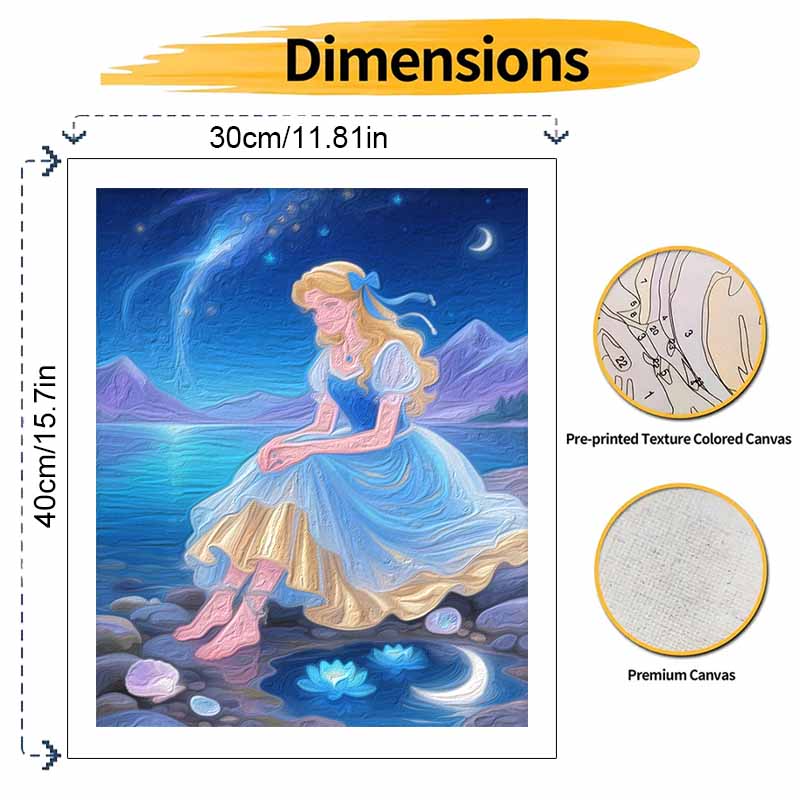 Disney Digital Oil Painting Art Kit Princess Under Starry Sky Handmade Coloring Painting Home Decor