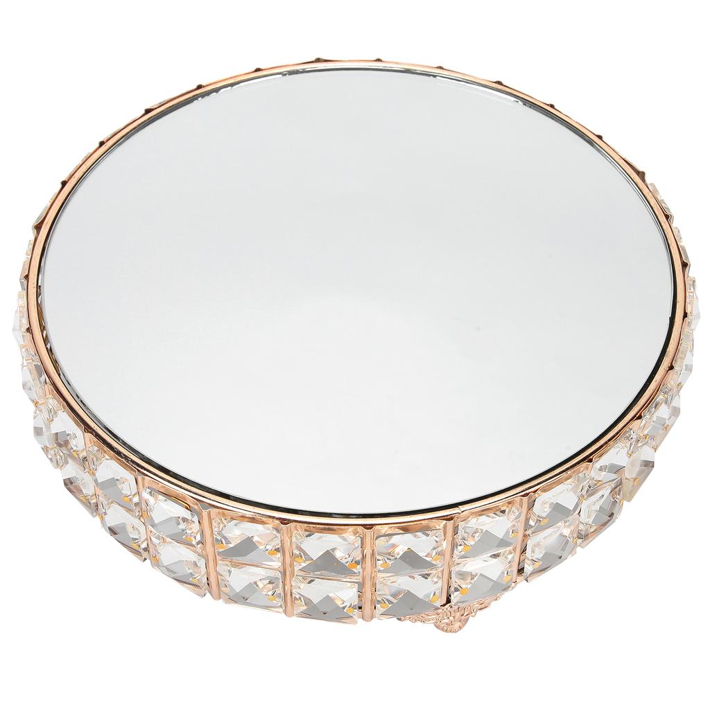 Crystal Mirror Cake Stand Holder Rack Wedding Dessert Cupcake Pan Cake Display Tray Table DecorRound