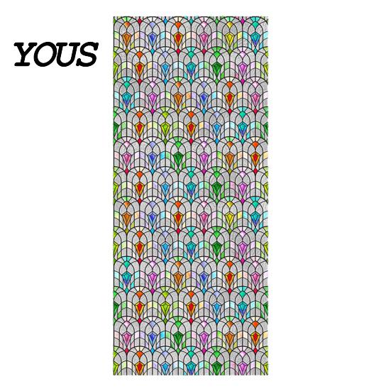 Easy Install Window Sticker Stained Glass Film, Retro Geometric Plaid Static Cling Privacy Decal, Double Non-Adhesive Film for Bedroom Sided