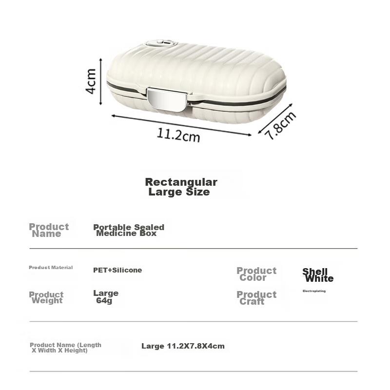 Baicaoyuan Portable Pill Organizer, Weekly Dosing Box, Seven-Day Travel Pill Dispenser, Personal Organizer, Sealed Moisture-Proof Large Capacity