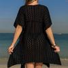 European & American Women's Sexy Hollow Deep V-Neck Knit Waist-Cinching Beach Cover-Up Dress