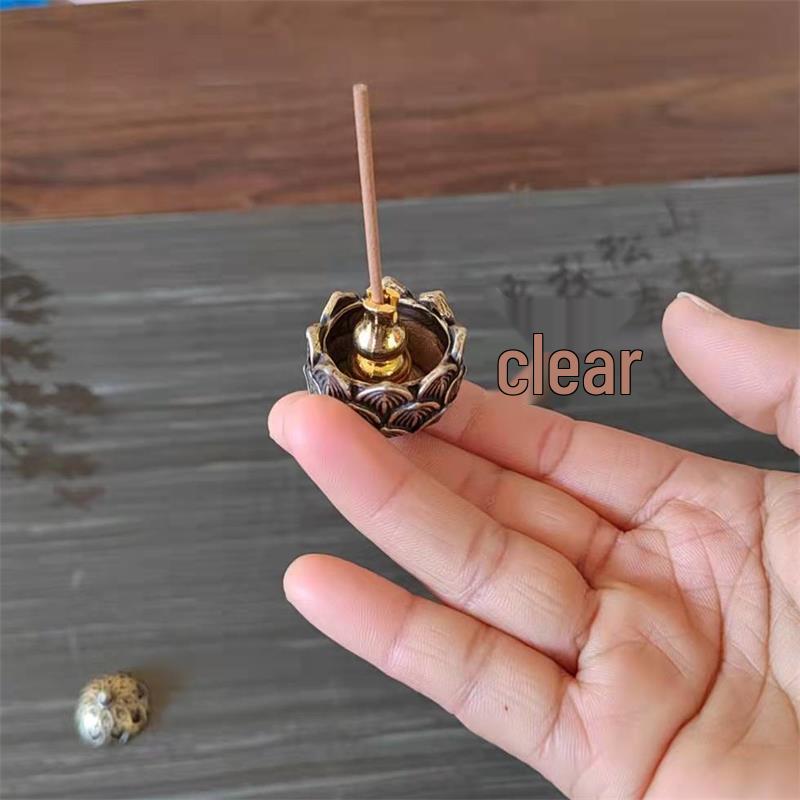 Mini Lotus Incense Burner: Pure Copper Antique Ornament