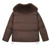 Women’s Short Big Fur Lapel Drawstring Warm Winter Jacket