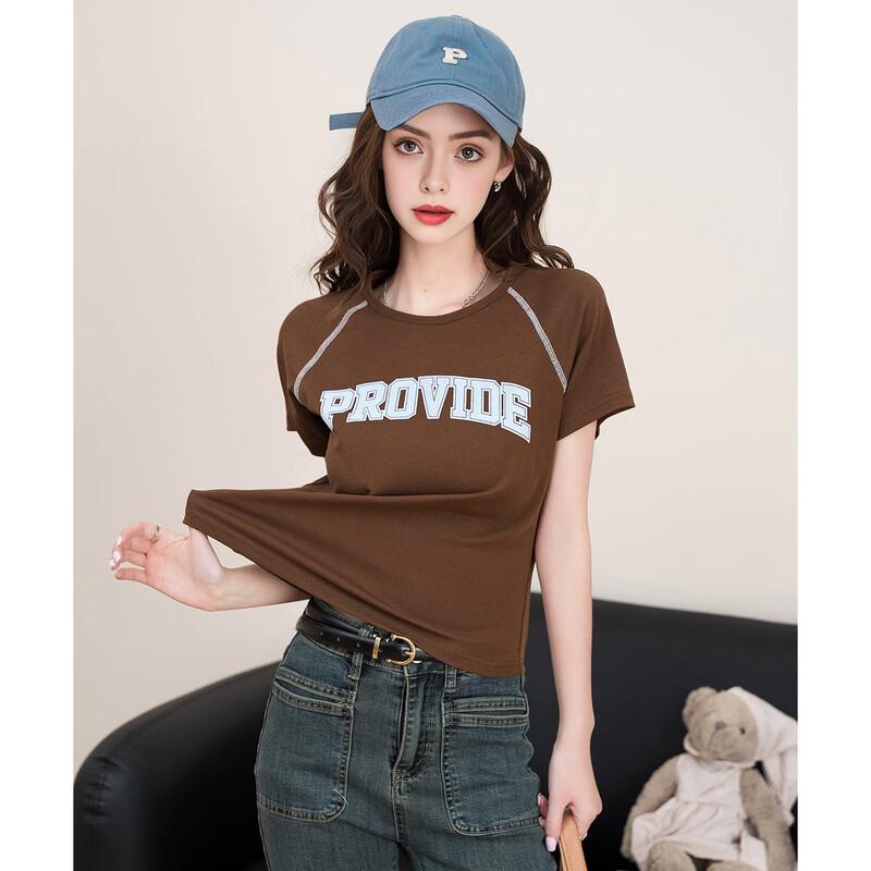 Women s American Retro Letter Print Raglan Crop Top S