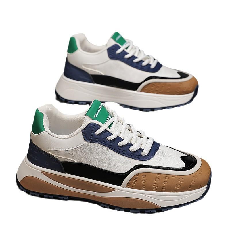 Scarpe da ginnastica da uomo autunnali e invernali a taglio basso con suola spessa, rialzanti, imbottite, calde, in cotone, casual, sportive