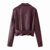 Europäische und amerikanische Damen Retro Distressed Kunstleder Reversjacke