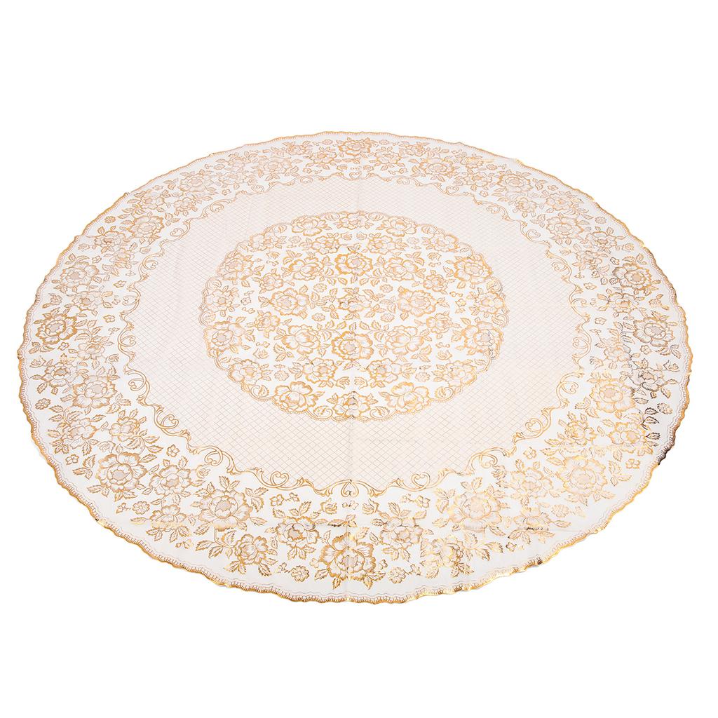 Round Tablecloth PVC Gold Stamping Waterproof Oil Proof Stain Resistant Wipeable Decorative Table