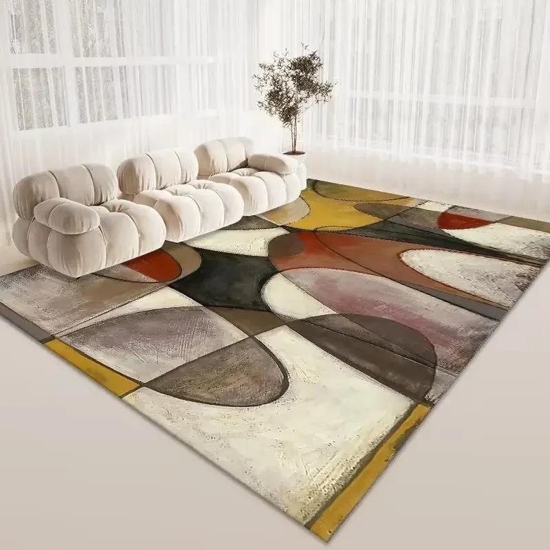 Braune Geometrische Teppiche für Wohnzimmer Große Flächenteppiche für Schlafzimmerdekor Nordische Heimdekoration Ankleidezimmermatte Weicher Lounge-Teppich