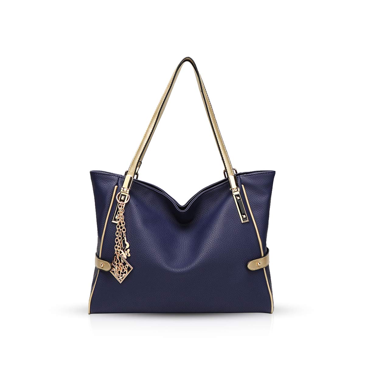 

Tote large with commuting to work or A4 size shoulder PU navy [NICOLE & DORIS] bag, capacity, ladies, charm, school, storage, handbag, bag, 2-way,