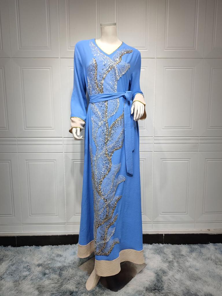 Haine pentru femei Broderie cu paiete Moda Abaya Orientul Mijlociu Rochie musulmană slim fit pentru femei