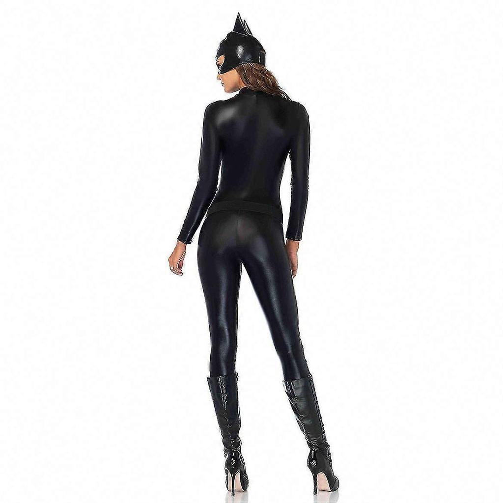 Catwoman PU Lederkostüm für Damen, Sexy Halloween Cosplay Outfit