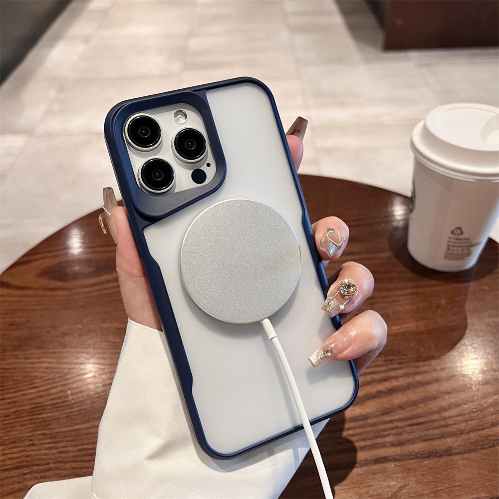 For Magsafe Magnetic Matte Clear Armor Wireless Charging Case For iPhone 15 14 13 12 Pro Max Plus Hard Acrylic Shockproof Cover
