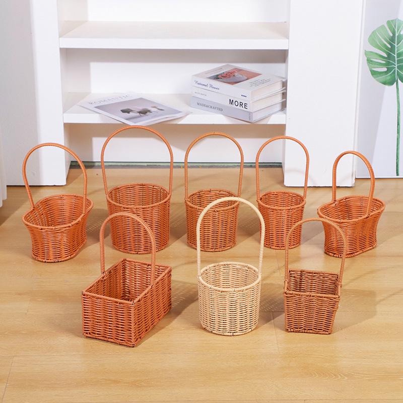 Handmade Imitation Rattan Picnic & Gift Basket with Iron Art Elements