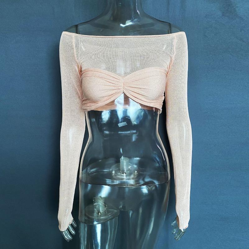 Frühling und Sommer Damen One Neck Sheer Kurzes Wickeltop