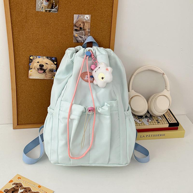 Niche Ins Fresh Solid Color Backpack Cute Female Student Large Capacity Campus Class Backpack Simple Casual Bag