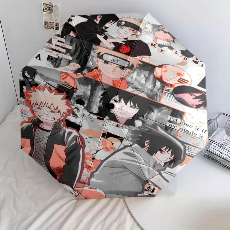 1 PC Automatic Folding Umbrella - Naruto Sasuke Rivals Pattern Portable Foldable Design With 8 Ribs Christmas Birthday Gifts
