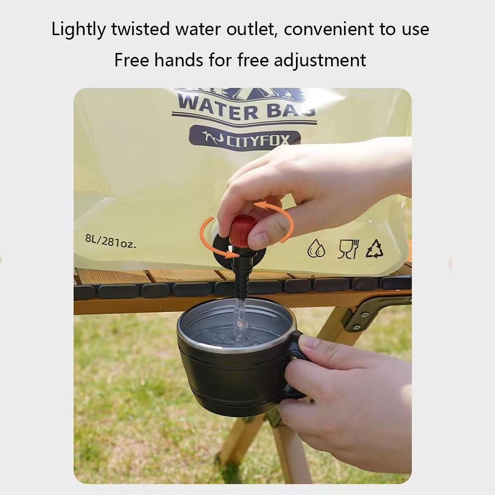 8L Outdoor Water Storage Bag With Faucet Valve Foldable Large Capacity Water Bag with Handle Portable Camping Plastic Water Bag