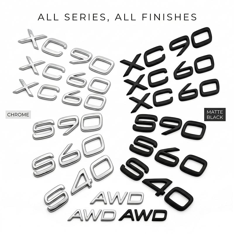 3D ABS Rear Trunk Letters Emblem For XC90 XC60 XC40 S90 S60 S40 AWD Car Styling Badge Chrome Black Sticker Accessories