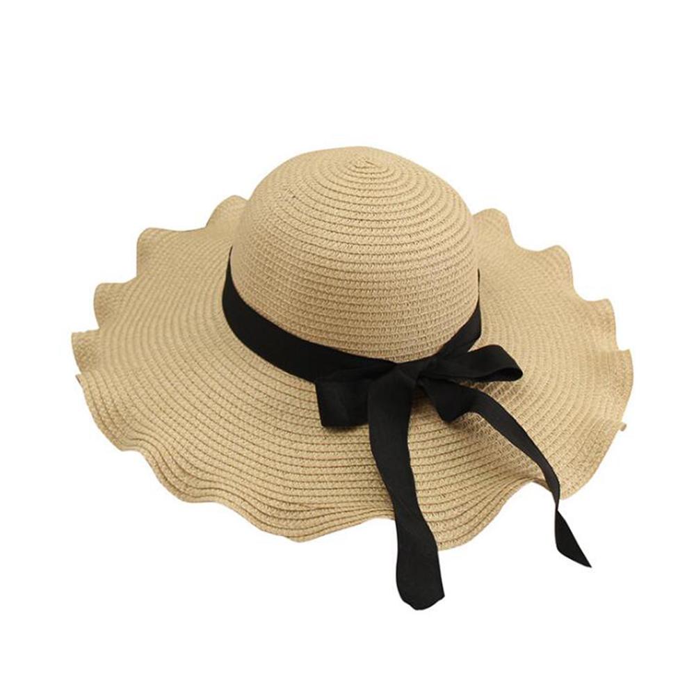 Women Concise Elegant Foldable Bowknot Straw Sun Hat