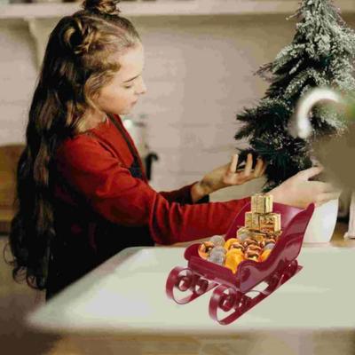4pcs/set Decorative Christmas Sleigh Sled Figurine Plastic Sled Skateboards Xmas Santa Sleigh Statue Removable