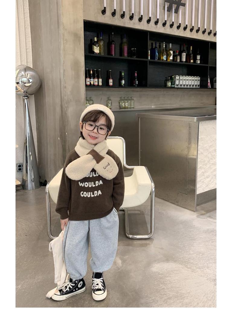 Korean Style Kids' Round Neck Sweater – 2025 Autumn/Winter Knit Pullover for Boys