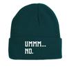 UMMM... NO" Print Knit Cap Beanie, White Text Skullies Beanies Soft Candy Color Simple Headwear Knitted Cap Beanie