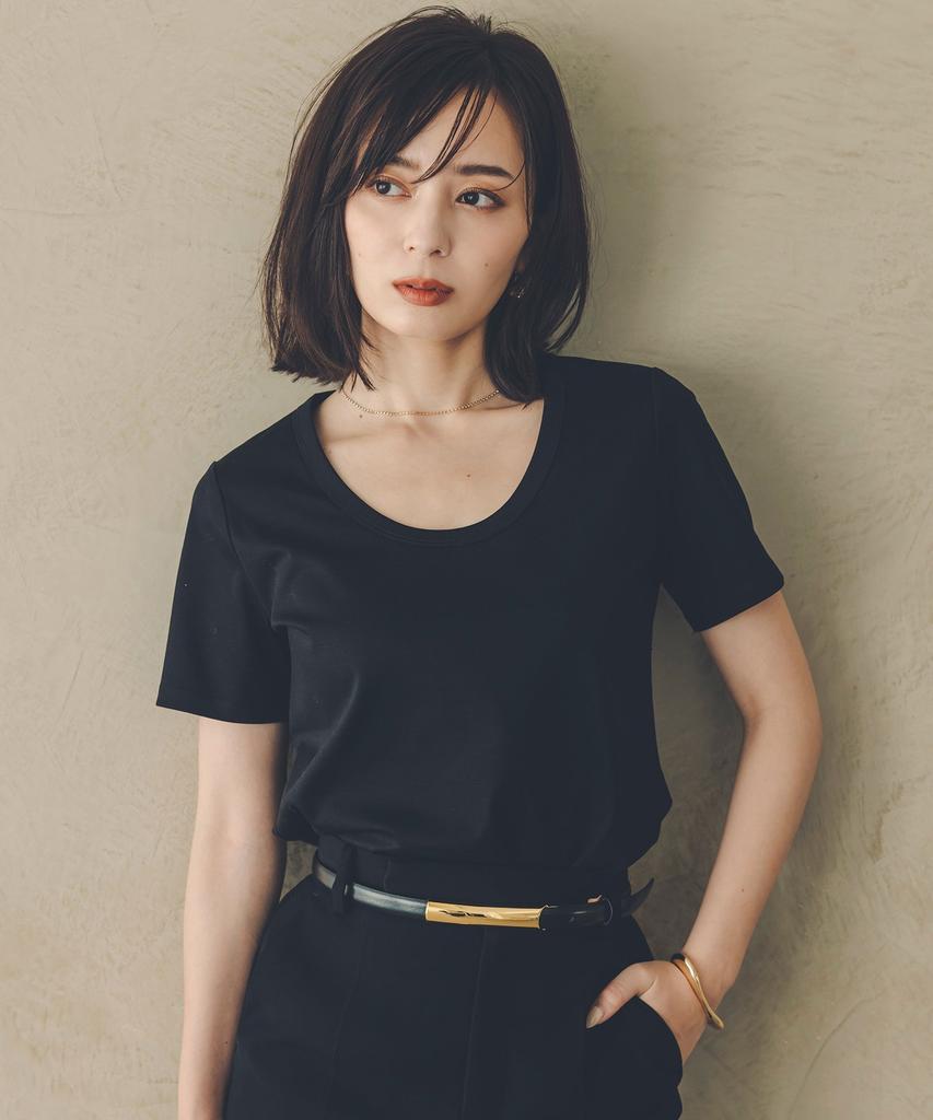 Anuans Silk Touch Cotton U-Neck T-shirt available black pink beige.