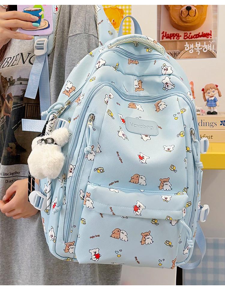 Schoolbag Fresh and Sweet Cartoon Print Backpack Female Anti-splash Nylon Computer Backpack Ins Niche Backpack Female