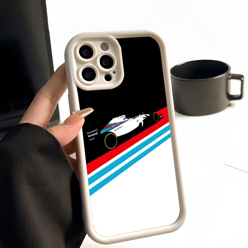 Martini Racing Horizontal Stripe Phone Case Simple Solid Color Matte Silicone For IPhone 16 15 14 13 12 11 Pro Max Plus Lens Fu