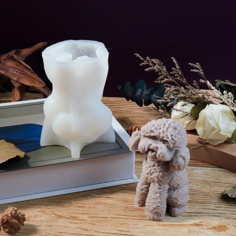 Lifelike Dog Scented Candle Mold Versatile Dog Silicone Mold for Custom Scented Candle and Art Projects