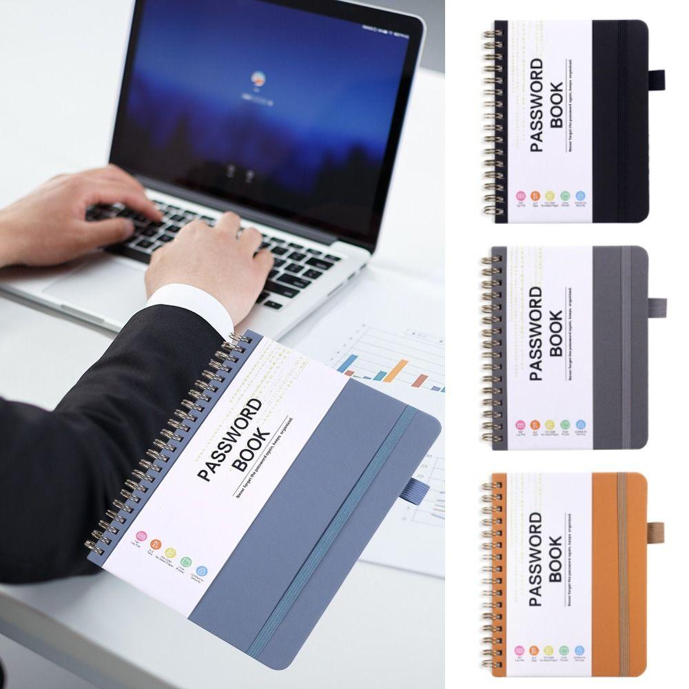 with Letter Tags Codebook with Pen Holder Strap Password Recording Coil Book Durable Note Book