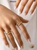 1Pcs French Vintage Simple Versatile Opening Adjustable Stainless Steel 18K Gold Plated With Diamonds Women'S Rings