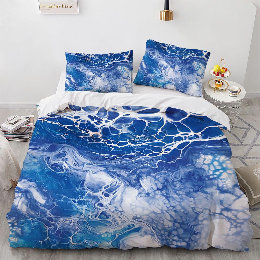 Colourful Marble Bedding Set Purple and Green Marble Duvet Cover Set Men Teens Boy Modern Abstract Art Polyester Comforter Cover