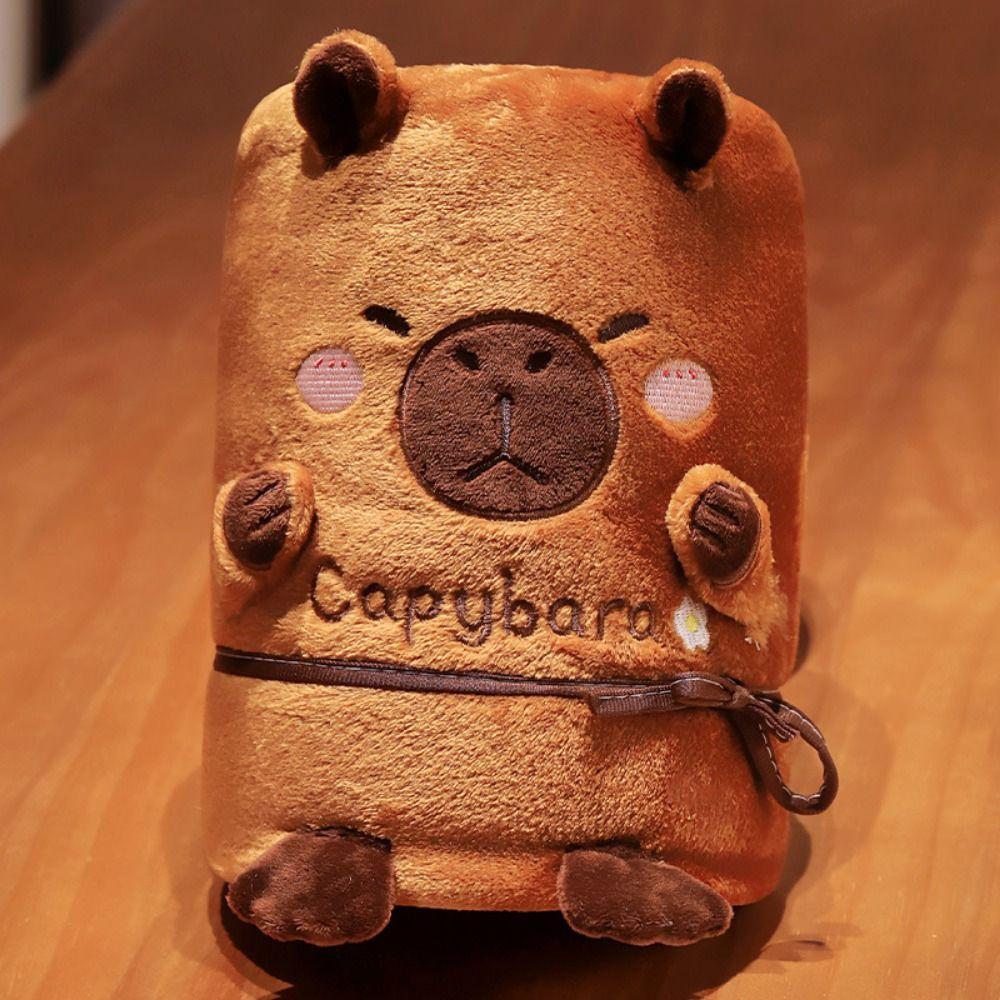 Warm Capybara Blanket Wearable Capybara Plush Roll Mat Capybara Flannel Blanket  Gift Kids