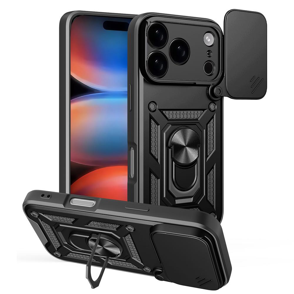 AMORUS For iPhone 17 Pro Max Case Kickstand PC+TPU Phone Cover with Camera Lens Slider
