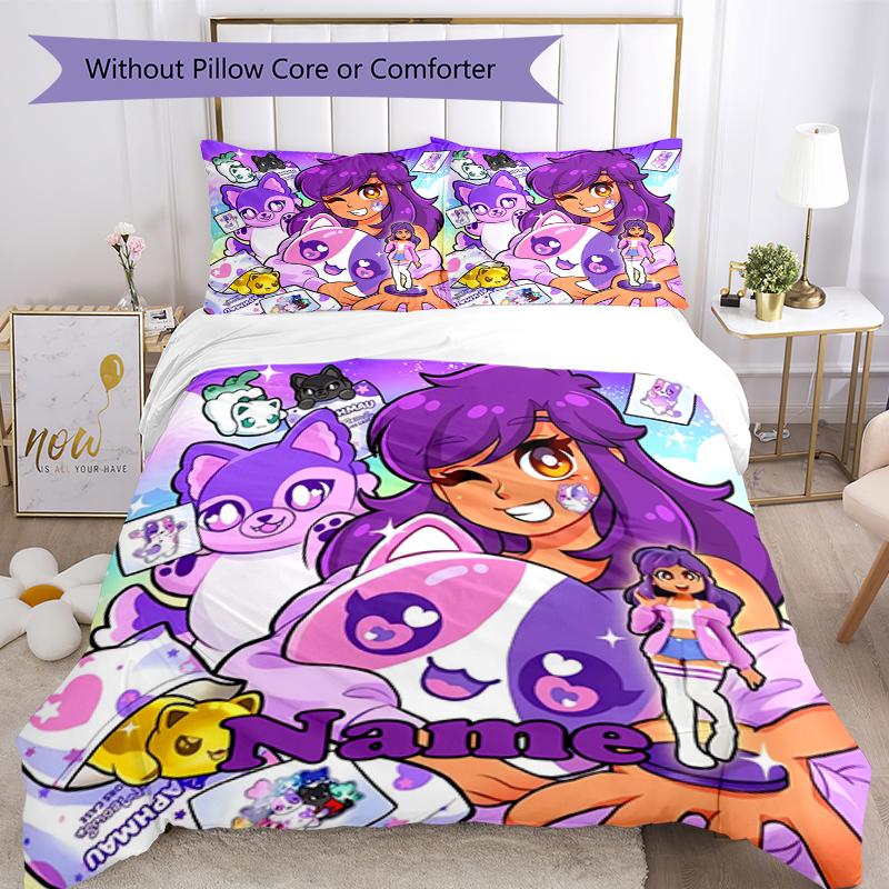 Set Biancheria da Letto Aphmau Personalizzato con Nome (3 Pezzi) Chiusura con Bottoni Include 1 Copripiumone e 2 Federe, Morbido e Confortevole per Tutte le Stagioni.