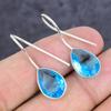 Natural Blue Topaz Gemstone 925 Sterling Silver Jewelry Earring 1.26" ETC-14082
